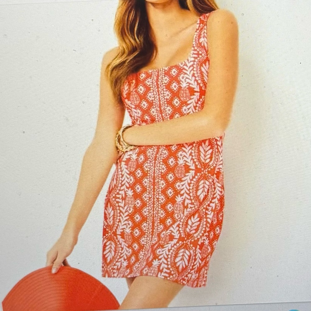 Lilly Pulitzer, new with tags, Larisa cover-up, orange and white, size M - Picture 3 of 6